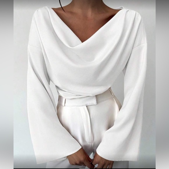 Elegant Pink  Drape Blouse - Picture 6 of 16